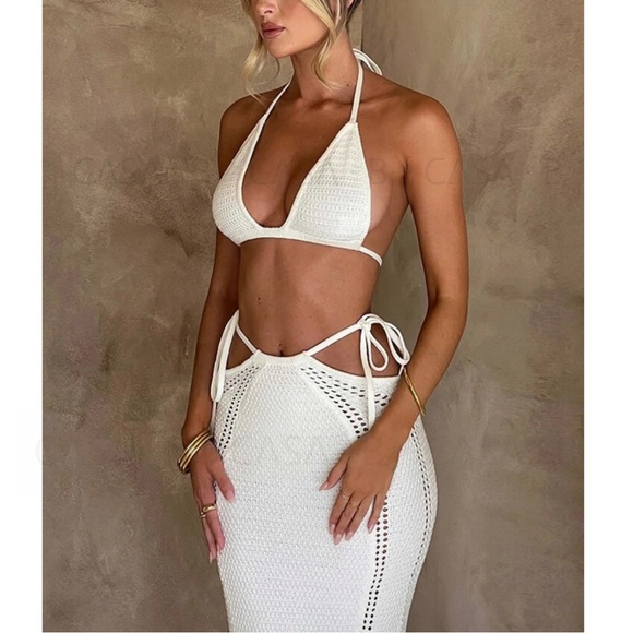 NEW to CASA B💫| The Maldives Crochet Knit Maxi Skirt & Triangle Top Ivory Set - Picture 5 of 7